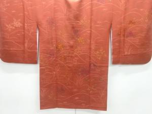 草花模様刺繍ロング絵羽道行コート